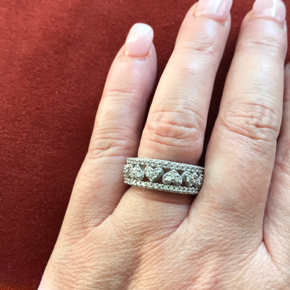 Heart Diamond Band Ring - Sterling
